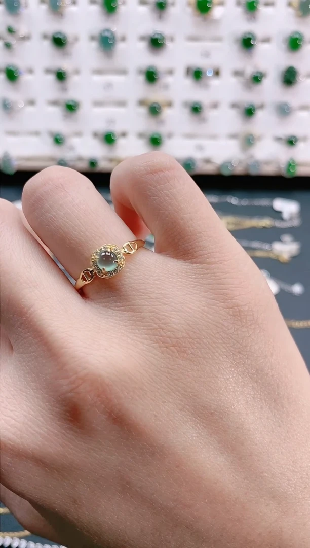 【闪购商品】翡翠戒指银S925镶嵌天然翡翠