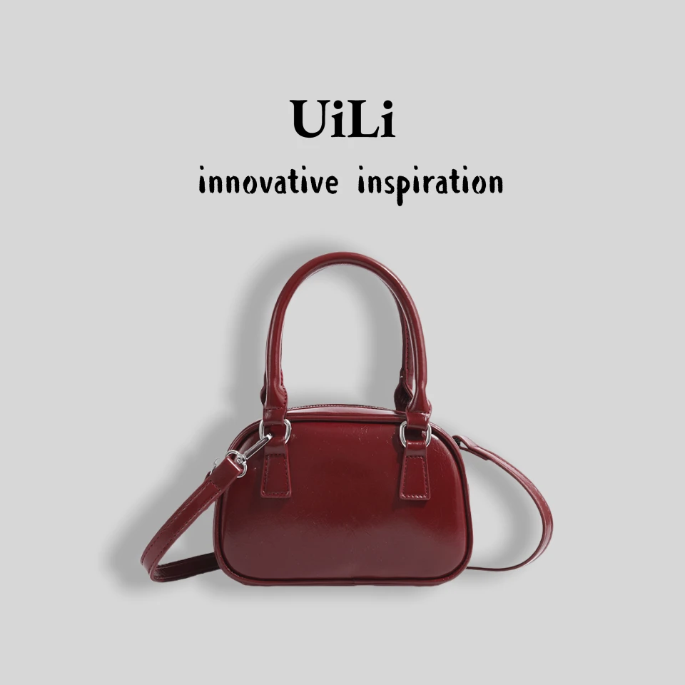 2025新款红色腋下包女韩版小众设计手提小方包轻奢斜挎保龄球包