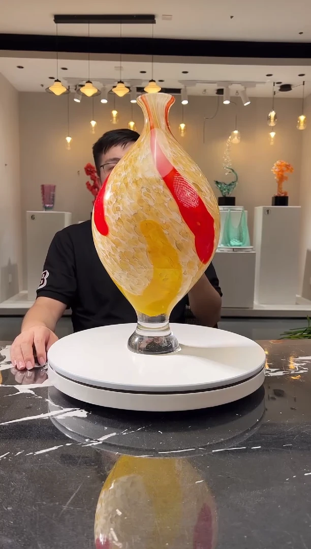 摆件巴比特美学 红黄色艺术花器