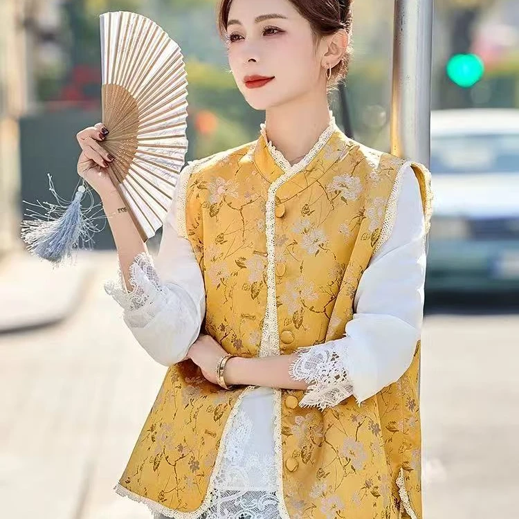 时尚套装旗袍裙复古印花中式长袖网红唐装女装中国风气质套装