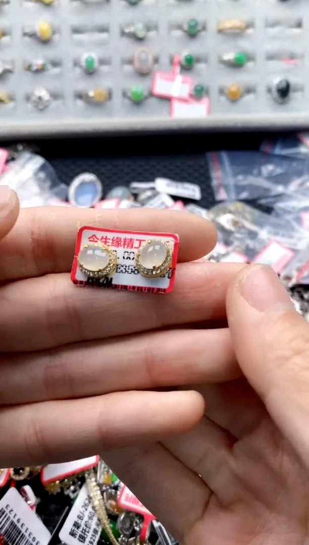 翡翠戒指银S925镶嵌4444---6