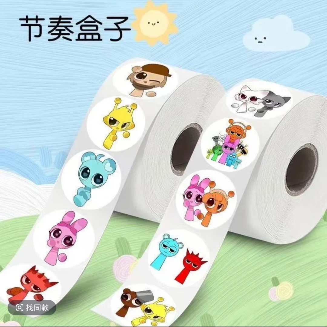 1500贴爆款节奏盒子sprunki游戏周边卡通可爱装饰手账素材CP组贴
