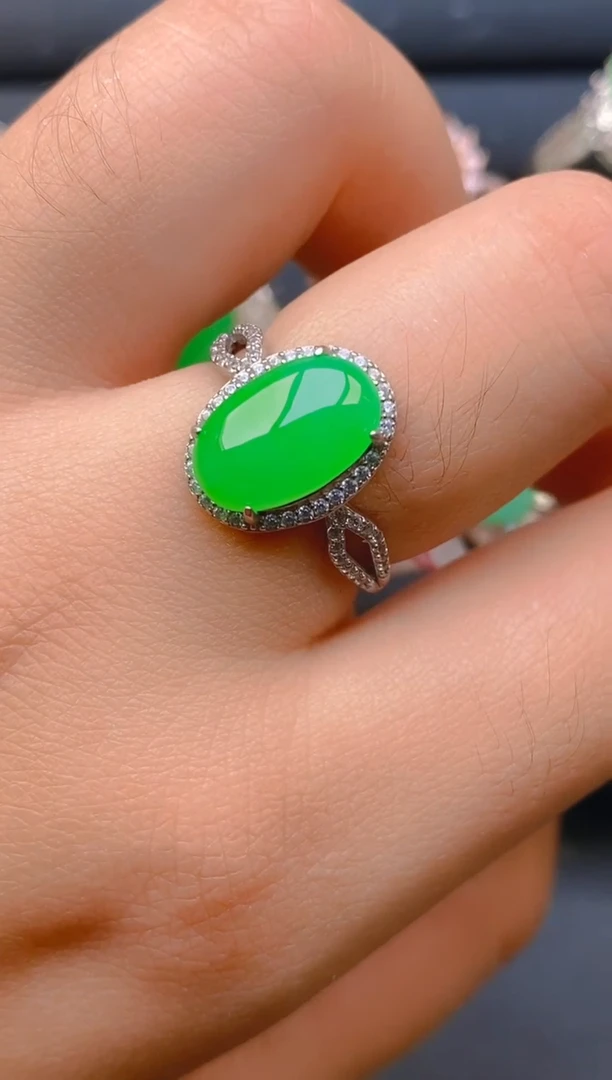 【闪购商品】翡翠戒指银S925镶嵌天然A货翡翠1