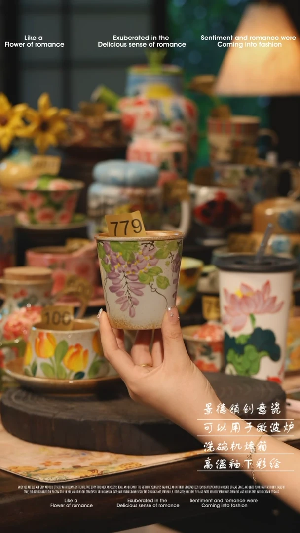 陶瓷779景德镇高温釉下彩绘设计师款式