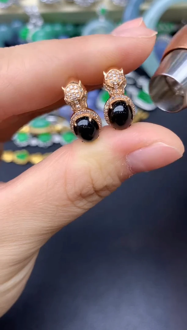 18K金镶嵌翡翠耳饰270-雪姐翡翠天天见