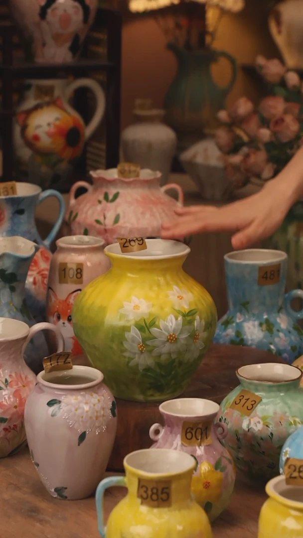 陶瓷269景德镇设计师手作花器摆件侘寂风