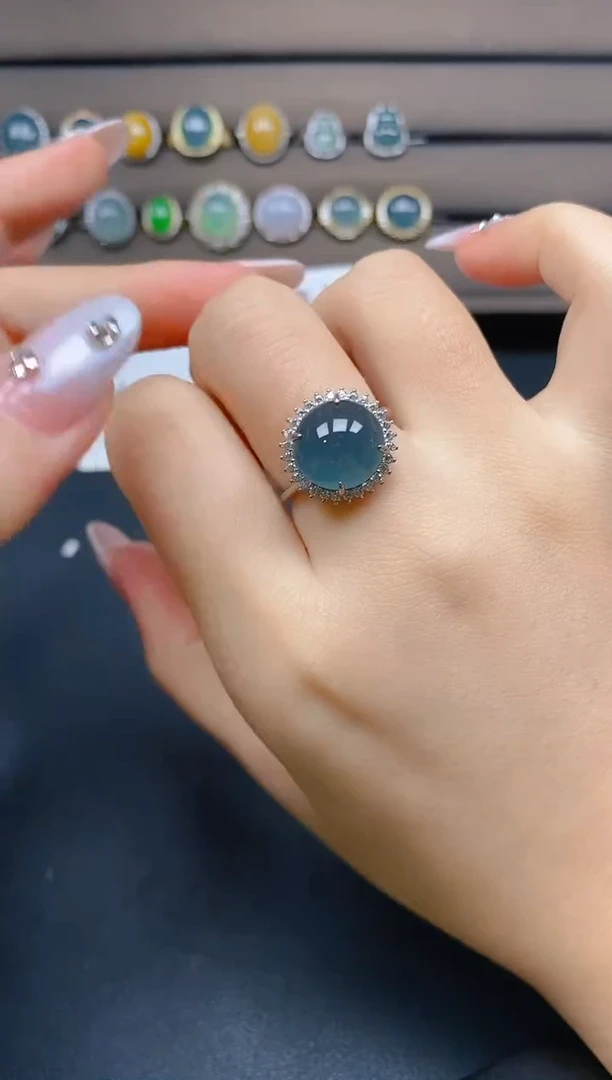 翡翠戒指银S925镶嵌33