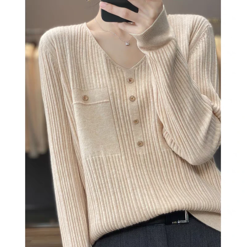 18662简约通勤毛针织衫女装秋季春秋显瘦短款针织衫百搭时尚