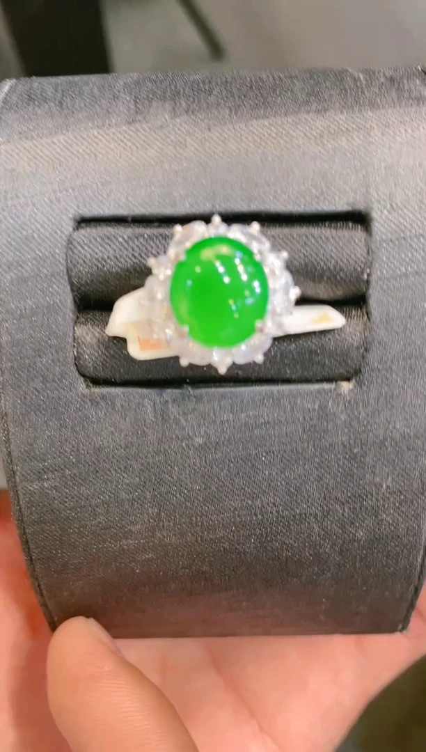 翡翠银S925镶嵌颈饰A10天然A货翡翠戒指