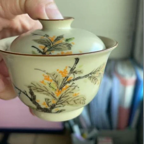 【斋居】金桂花盖碗125ml（ZX-0440）