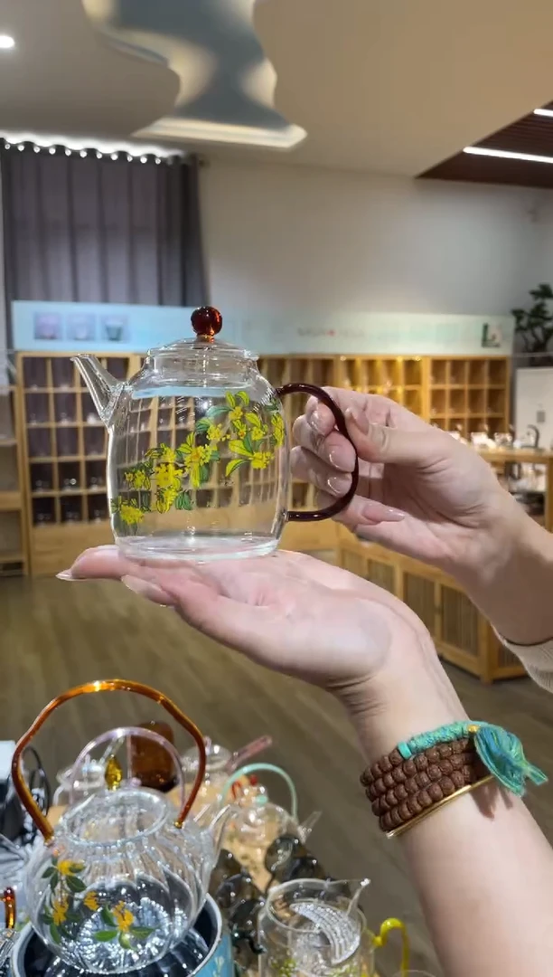 手工艺品玻璃秦权壶琥珀把桂花啊