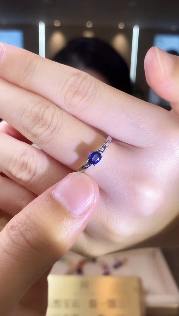 蓝宝石戒指银S925镶嵌09