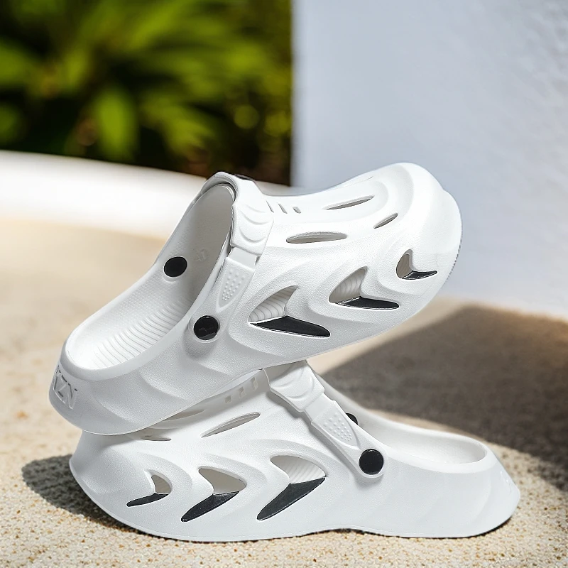 男士洞洞鞋男款2025新款夏季外穿防滑踩屎感eva开车钓鱼沙滩鞋男