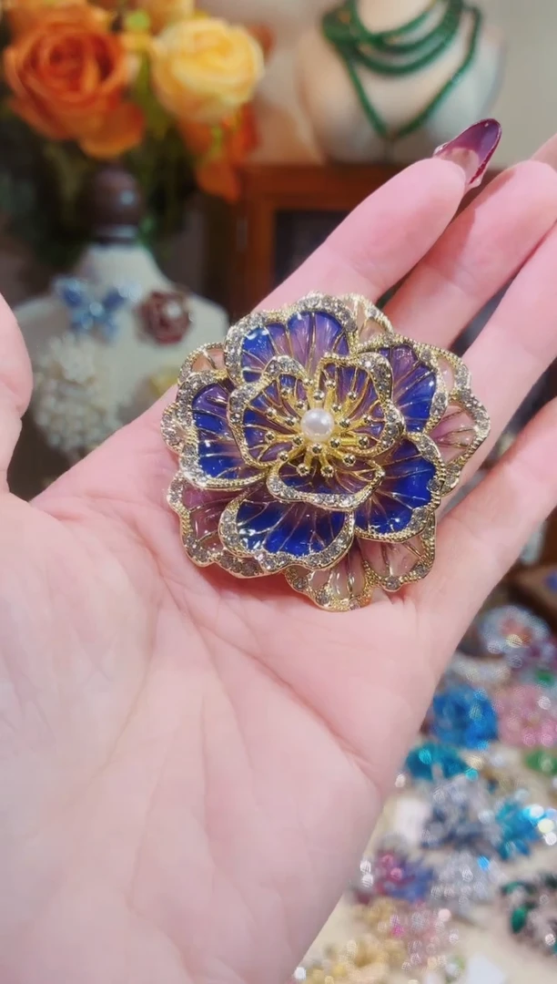 合成立方氧化锆铜合金紫色牡丹花