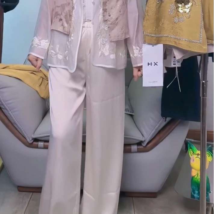 醋酸阔腿裤夏季女士轻奢气质