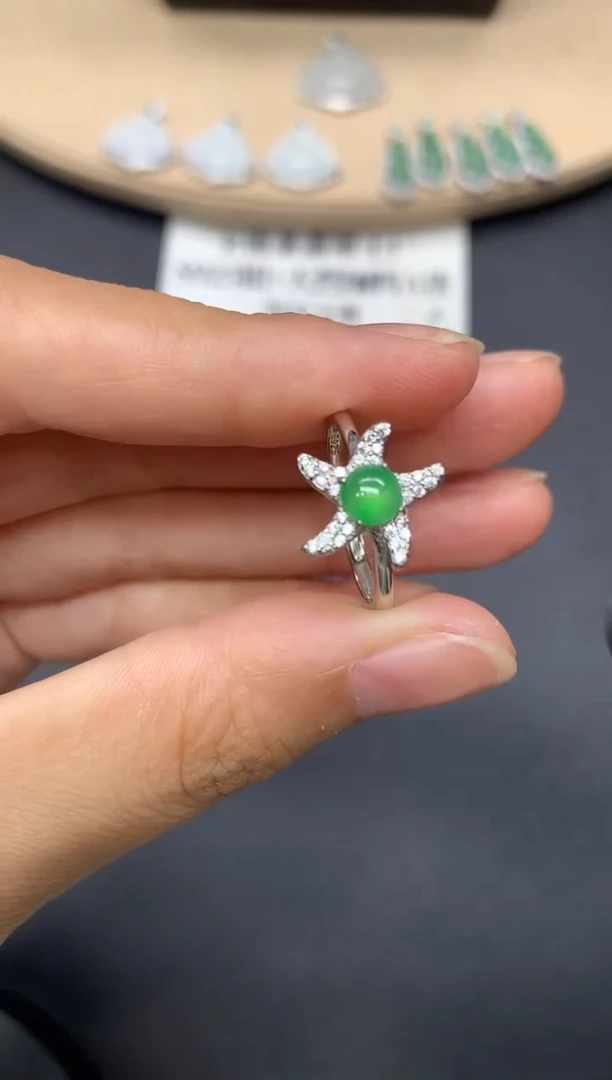 翡翠戒指银S925镶嵌蛋面【多样性发其一】