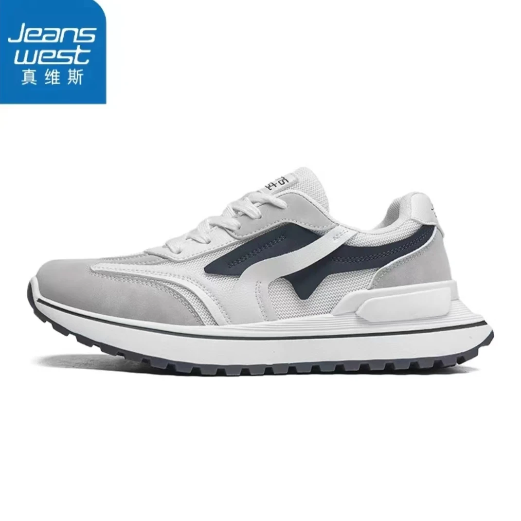 Jeanswest/真维斯春秋款男士时尚个性网面潮流百搭日系舒适运动鞋