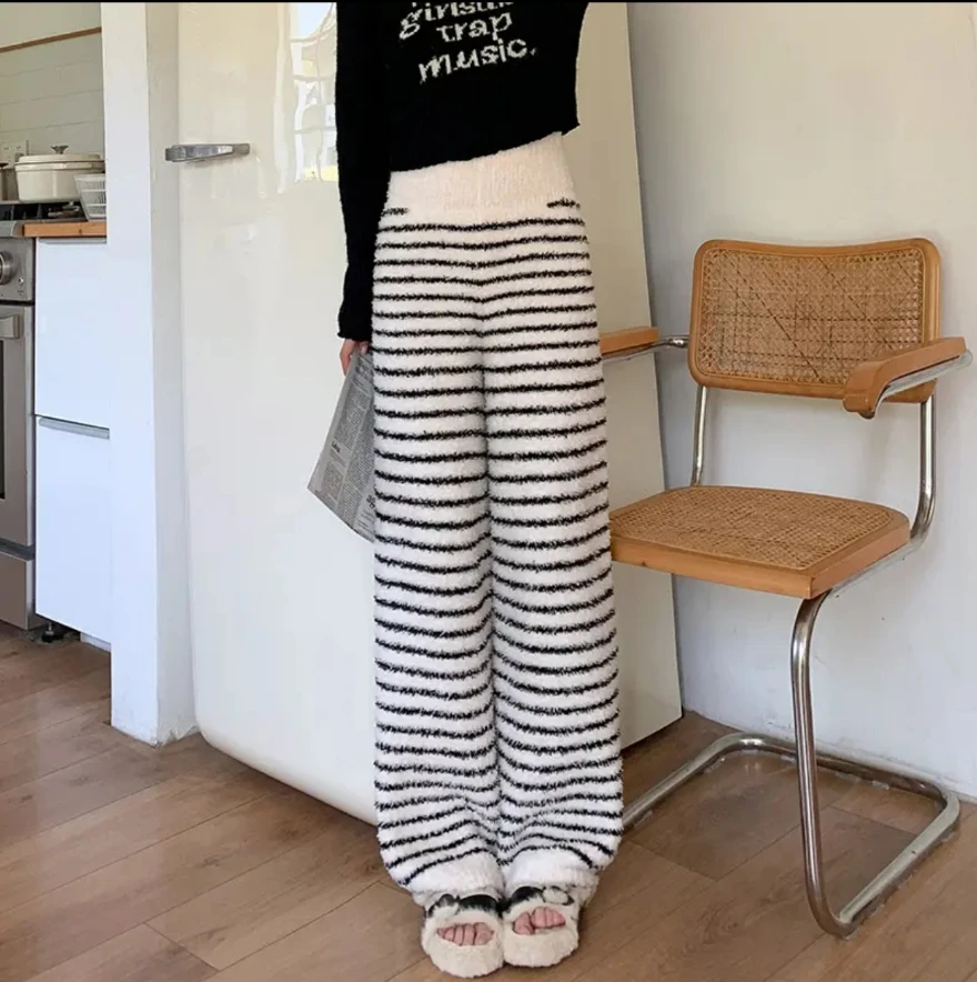 暖宫裤加厚秋冬半边绒家居服高腰护肚托腹长裤可外穿