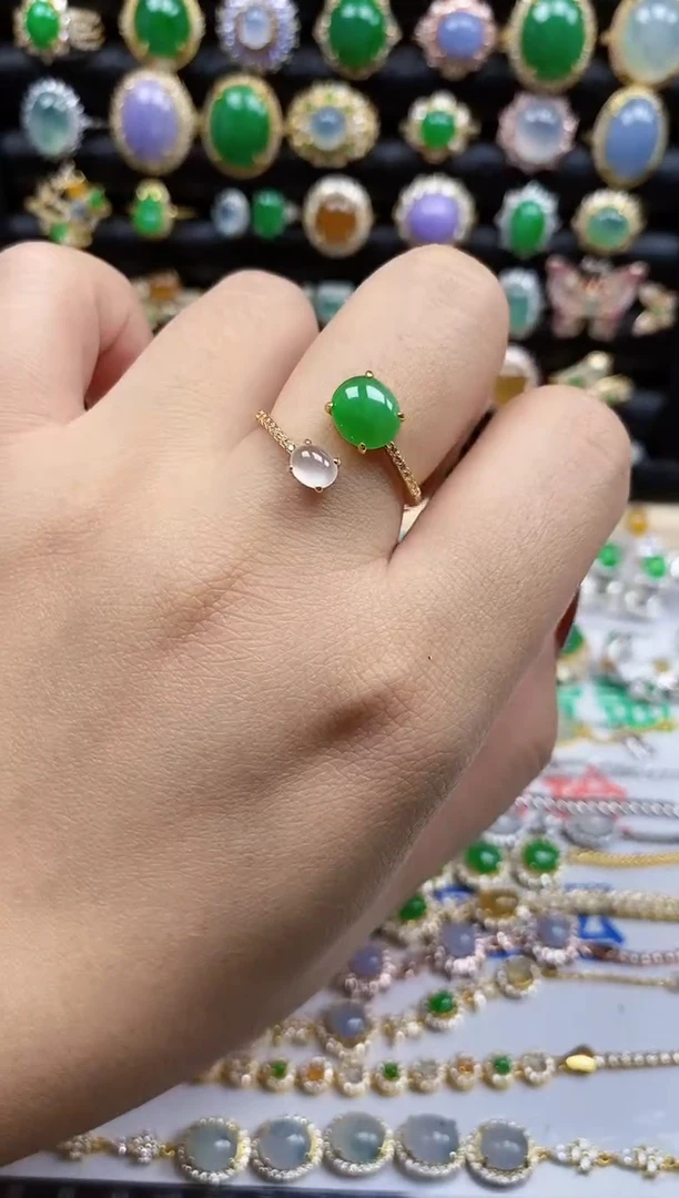 银S925镶嵌戒指翡翠5085