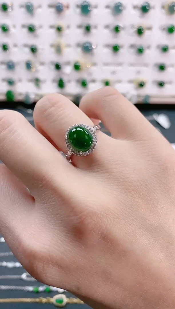 【闪购商品】翡翠戒指银S925镶嵌天然翡翠