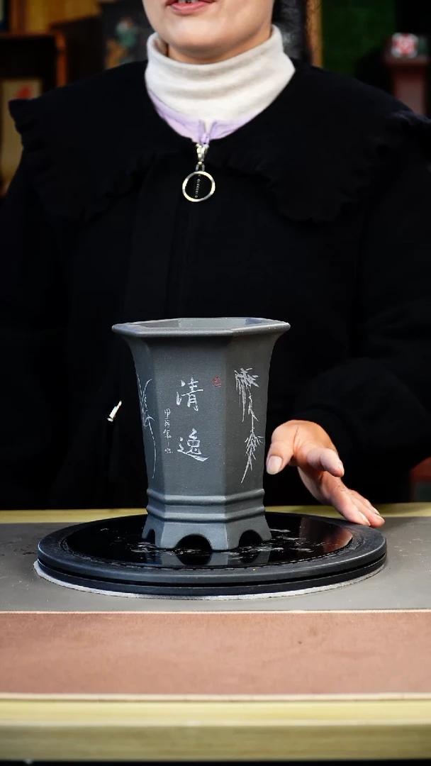 紫砂花盆王*凝紫砂花盆