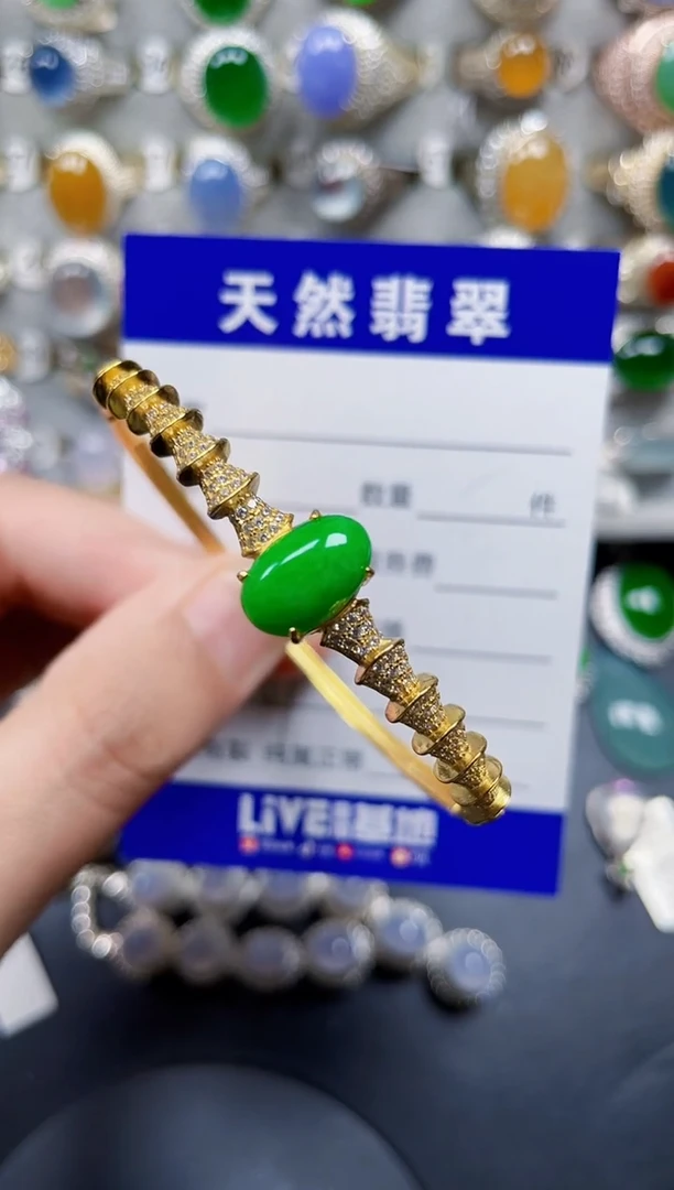 银S925镶嵌手镯翡翠167
