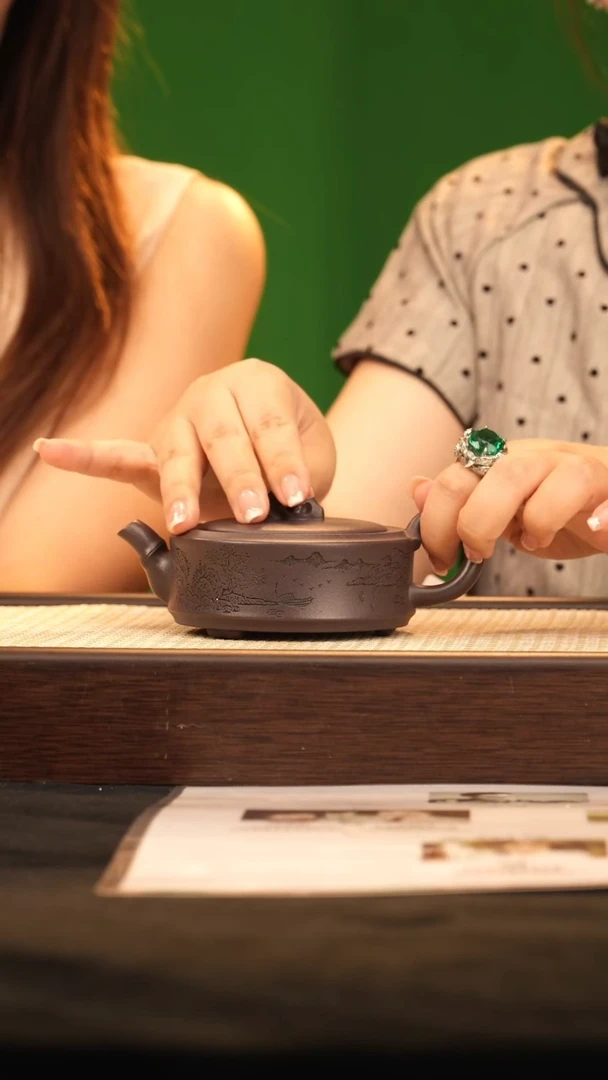 茶壶紫砂LN太湖石竹瓦韵 天青150cc-画