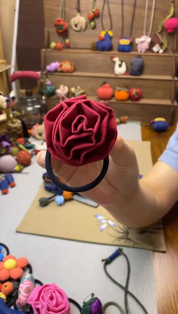 布艺头绳（红玫瑰）——