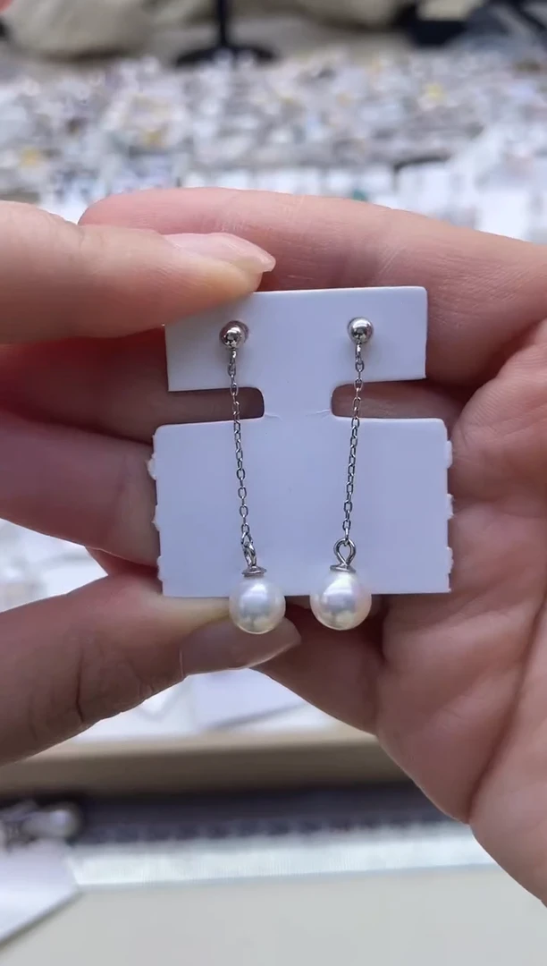 银S925镶嵌耳钉淡水珍珠定制款04