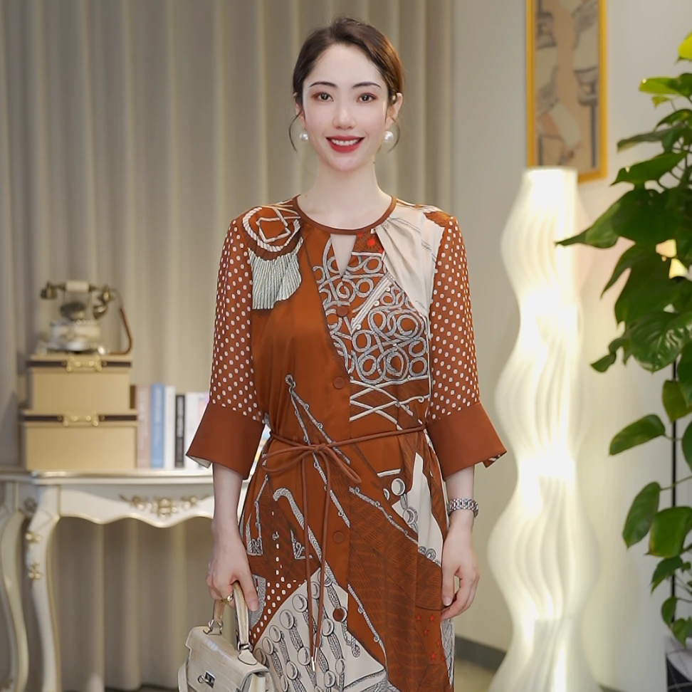 [景佳人]高定时尚显瘦气质女装连衣裙SL24083