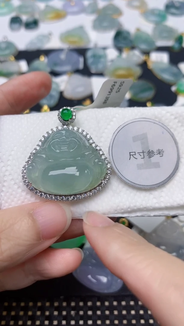 颈饰银S925镶嵌翡翠天然缅甸A货翡翠