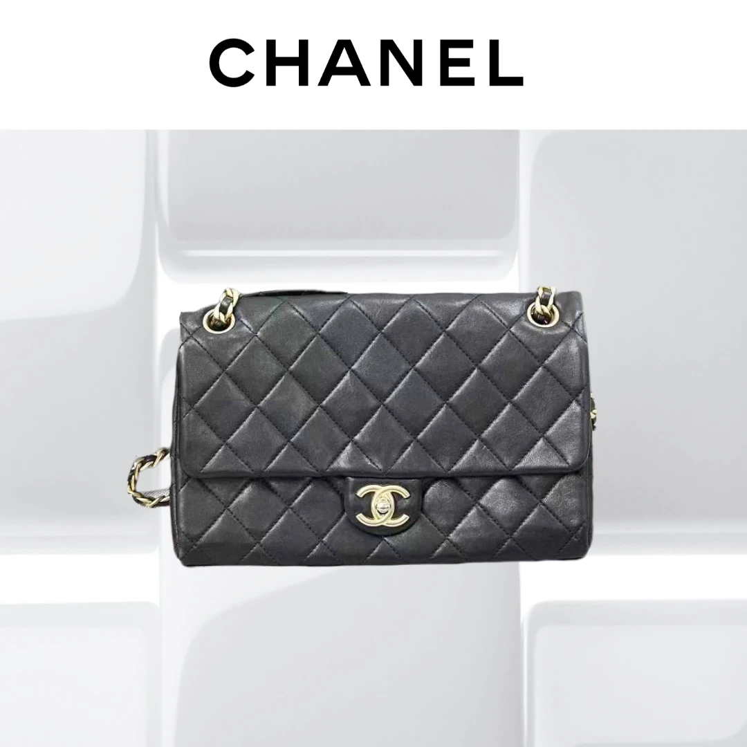 99新 Chanel/香奈儿 23P限量款 黑金 CF 菱格纹 字母链条包