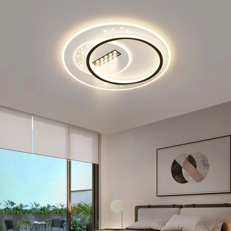 8211黑色卧室灯现代简约led吸顶灯卧室灯具餐厅书房LED吸顶灯