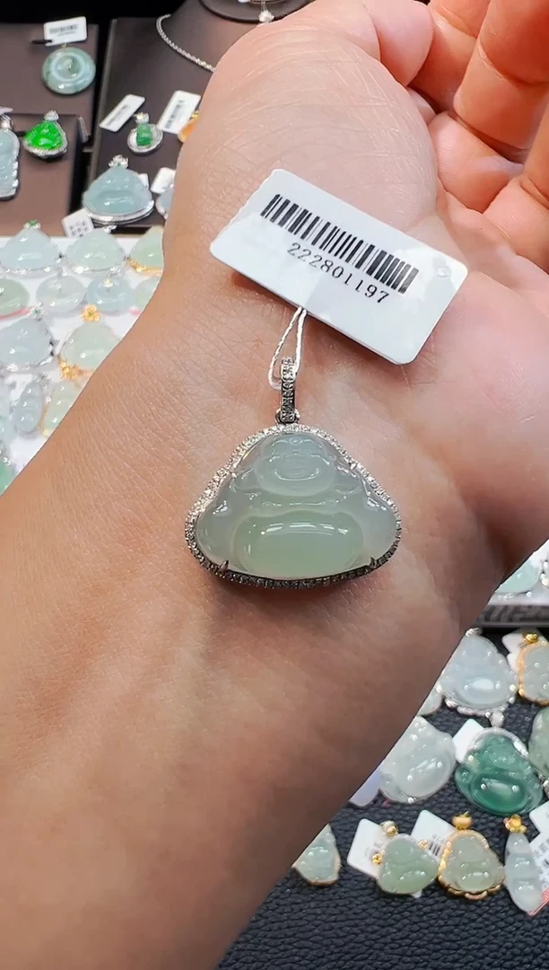 吊坠(不含链)18K金镶嵌翡翠佛公吊坠1197