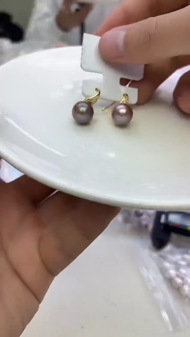 未镶嵌耳坠淡水珍珠紫色系耳坠