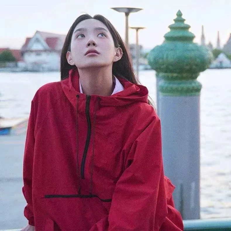 SS25436   sp设计师宽松连帽彩色风衣