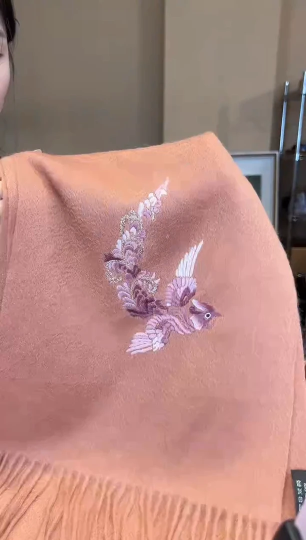 刺绣苏绣手工刺绣100山羊绒围巾