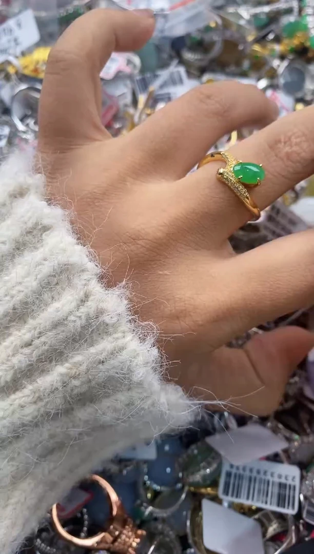 银S925镶嵌戒指翡翠7777---3