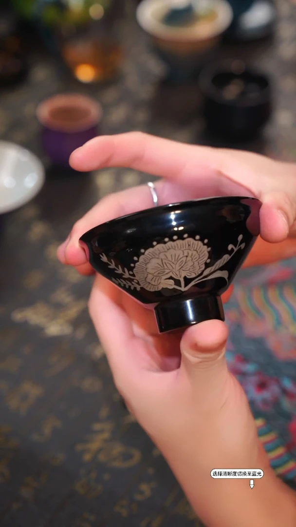 非遗漆器 黄宝贤制锵彩建盏主人杯