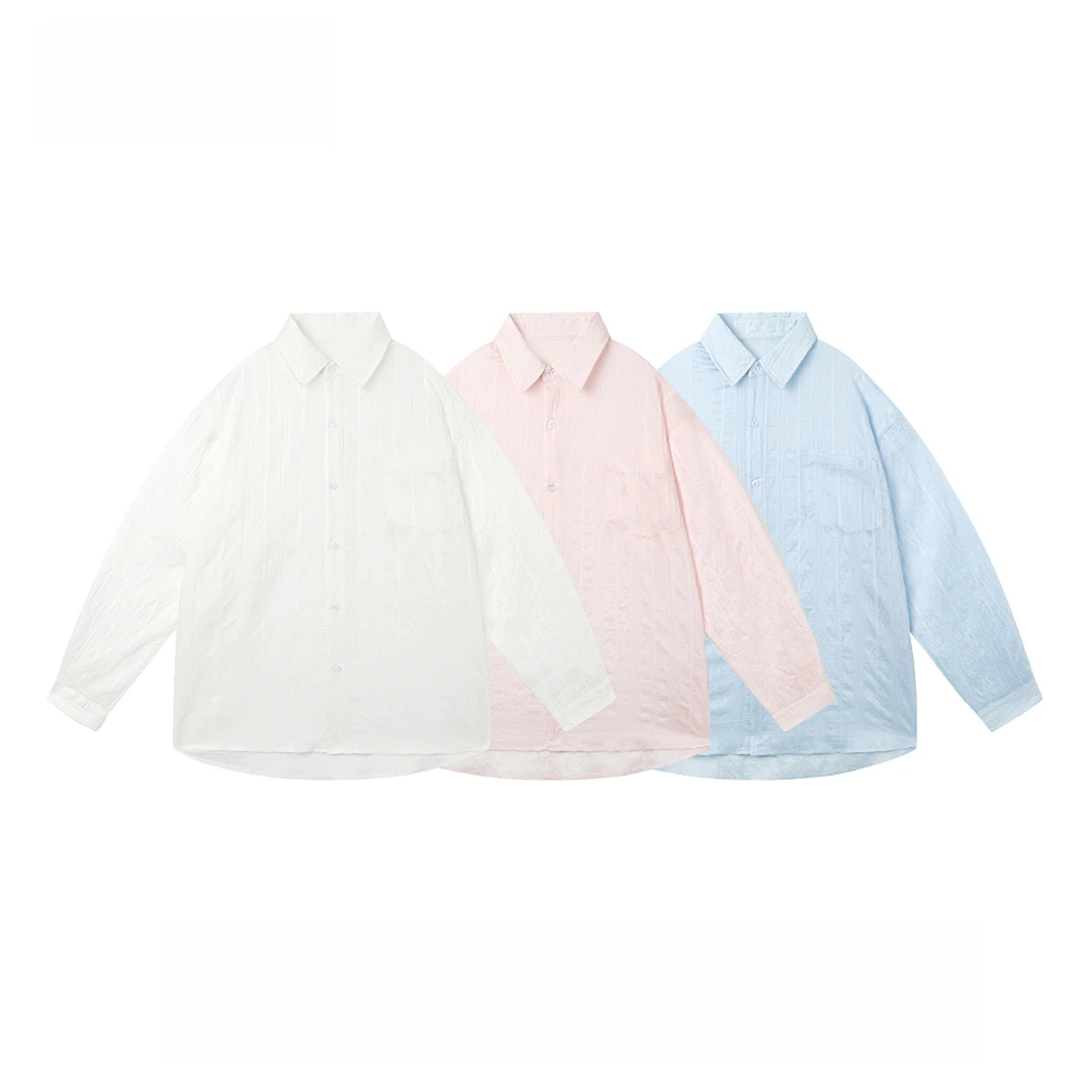 轻薄莱赛尔天丝防晒衬衣外套女提花韩系慵懒感百搭衬衣