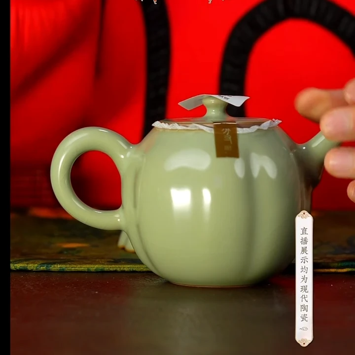 【小乔赏瓷】景德镇手工汝窑湖青南瓜壶