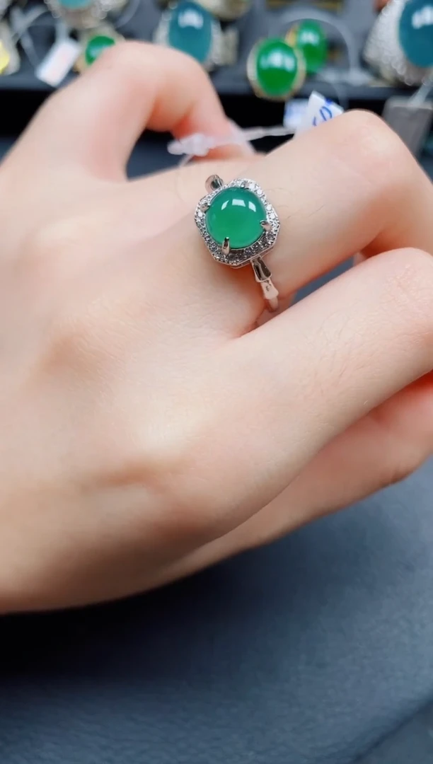 银S925镶嵌戒指翡翠翡翠