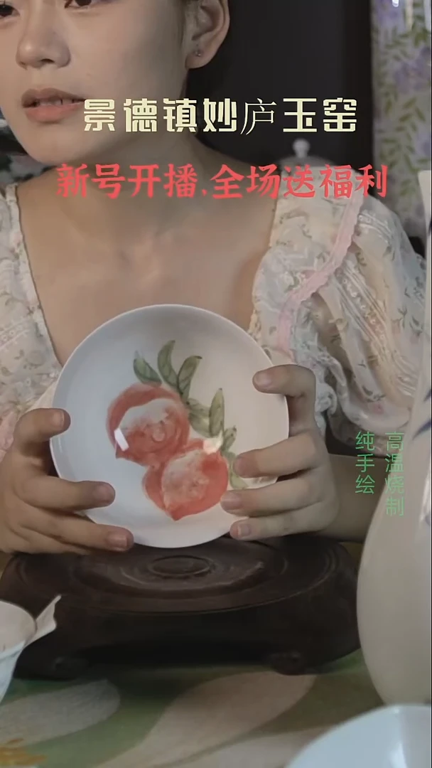 盘妙庐玉窑高温手绘餐具