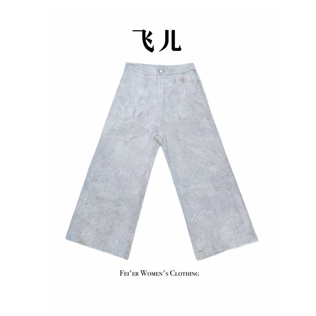 飞儿【绘画花裤】2025夏季新款时尚百搭气质休闲裤