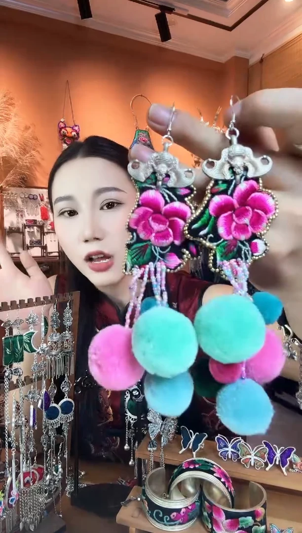 刺绣纯手工民族风耳环