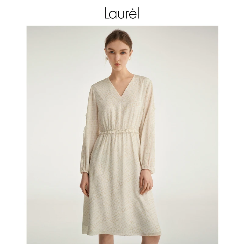 【晨粉专享价】Laurel新款晕染花收腰连衣裙女LWL343Y02600