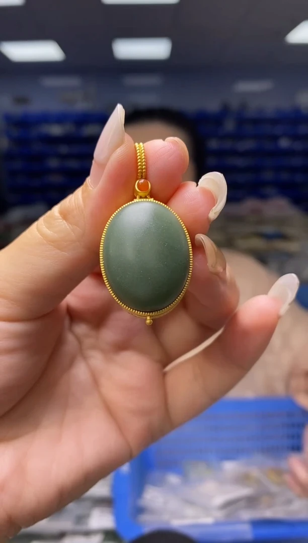 和田玉银S925镶嵌吊坠(不含链)DZ2598