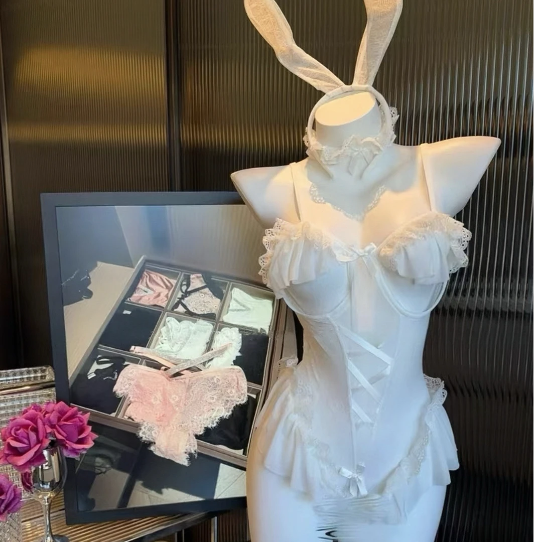 黑白红性感小睡裙吊带睡衣纯欲兔子蕾丝高级感美背约会必备小衣服