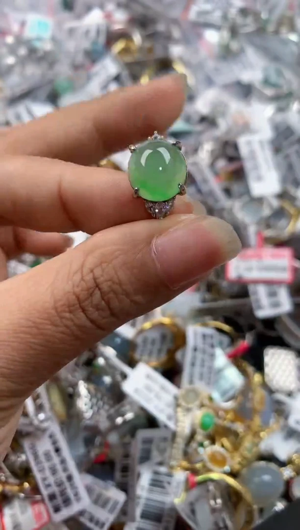 银S925镶嵌戒指翡翠999---10