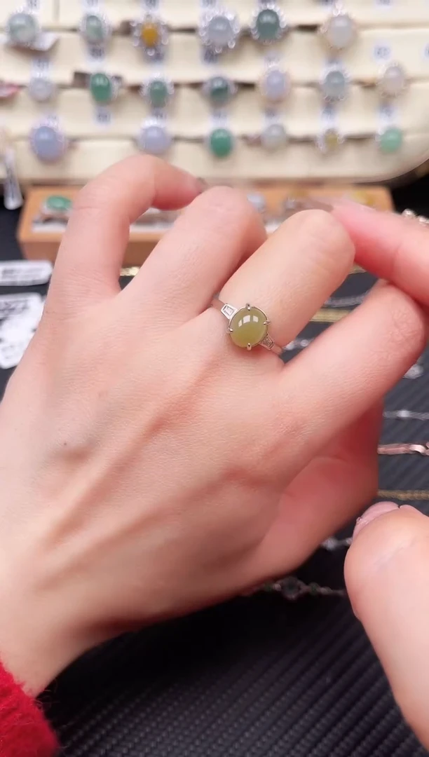 【闪购商品】翡翠戒指银S925镶嵌戒指37